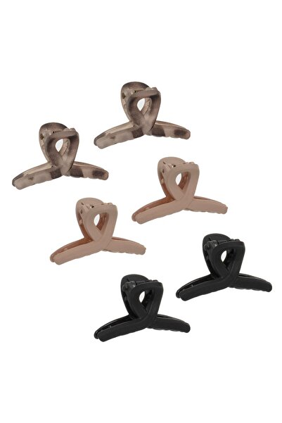 OEM Clame Par Mate Nude Neagra cu Model Leopard Bucla pentru Femei 4.5cm - 6buc