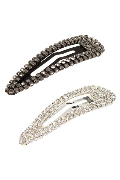 OEM Clame Par cu Strass Negru Transparent pentru Femei - 2buc