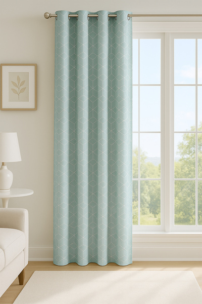 Premier Home Riki Ringed Background Curtain Mint Green 140X250