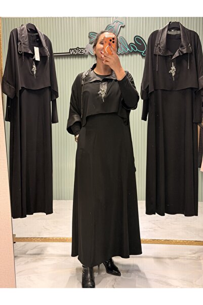 my312 YAKASI TAŞLI İKİLİ ELBİSE