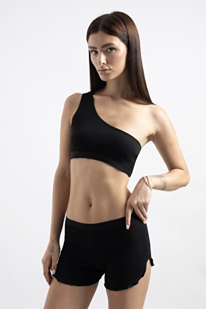 grab me Single Strap Crop + Grabme Lounge Shorts - Black