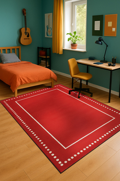 Rugs Modern Halı MOSSO Nokta Şerit Desenli Dokuma Taban Vintage Dekoratif Hal...