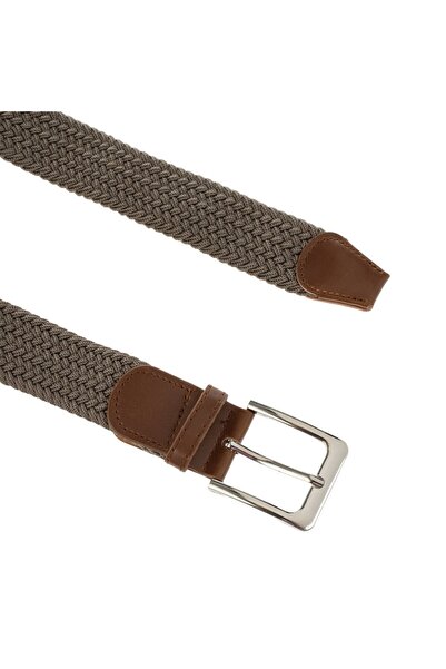 OEM Brown Elastic Belt with Metal Buckle for Men 110x3.5cm
