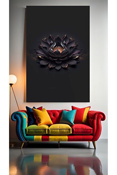 özkacar BLACK LOTUS FLOWER V1 Σπίτι Τοίχος Σαλόνι Σαλόνι ομορφιάς Γραφείο Κατ...