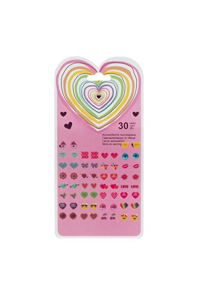 OEM Colorful Hearts Sticker Earrings for Kids - 30 pairs