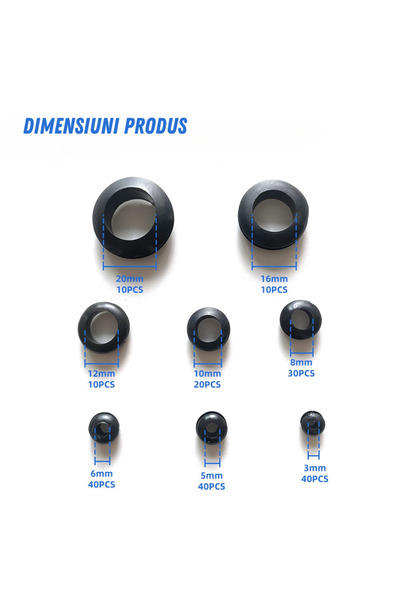 MaxTech Set mixt 200 buc. O-ringuri Cauciuc pentru Protectia Firelor MaxTech®, Conectorilor si Cablu