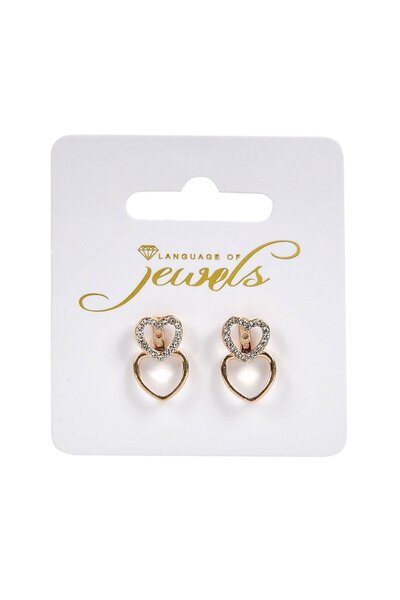 OEM Cercei de Culoare Aurie Inima Strass pentru Femei 1.5cm