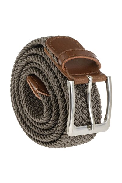 OEM Brown Elastic Belt with Metal Buckle for Men 110x3.5cm