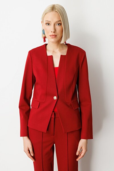 Ekol Tek Düğme Simli Kumaş Ceket