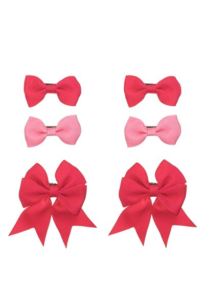 OEM 3D Bow Hair Clips in 2 Sizes Fuchsia Pink - 6pcs