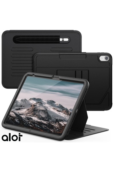 Alot جراب مغناطيسي لجهاز iPad الجيل العاشر مقاس 10.9 بوصة متعدد الوظائف، حماية من الحرارة، 5 حلقات، حامل قلم رصاص