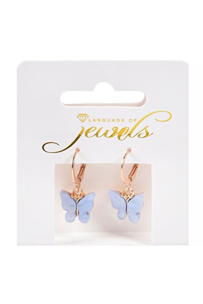 OEM Cercei Cercuri de Culoare Aurie cu Fluture Albastru pentru Femei 3cm