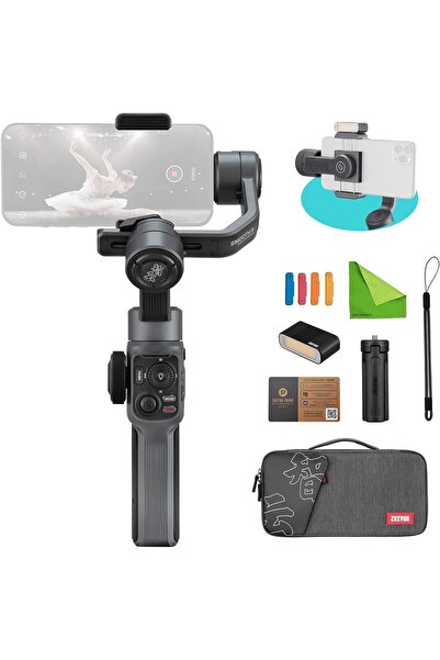 ZHIYUN Smooth 5 Combo w/Magnetic Fill Light, Carrying Bag & Tripod, Professional 3-Axis Handheld Gim