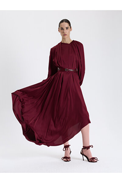 BAQA Kırmızı Kuşaklı Uzun Elbise