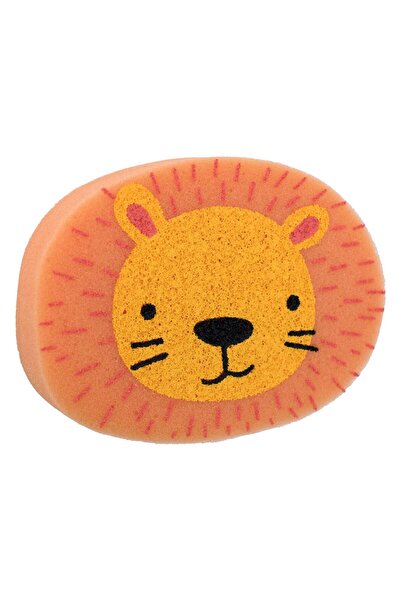 OEM Orange Lion Pattern Plastic Bath Sponge for Children 14.5x3x11cm