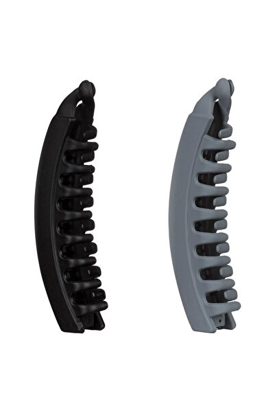 OEM Matte Black Gray Banana Hair Clips for Women 12.5 cm - 2pcs