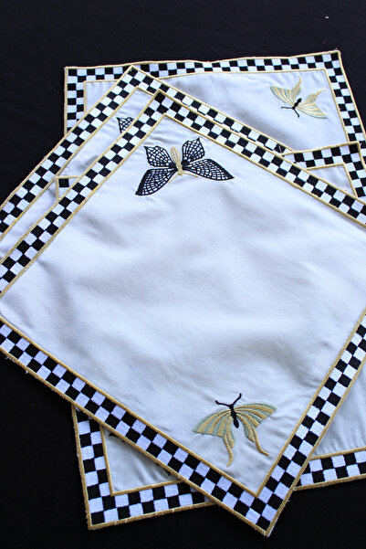 YXL HOME طقم طاولة طعام مكون من قطعتين من أمريكان سيرفيس، مطرز بنقشة الفراشة،...