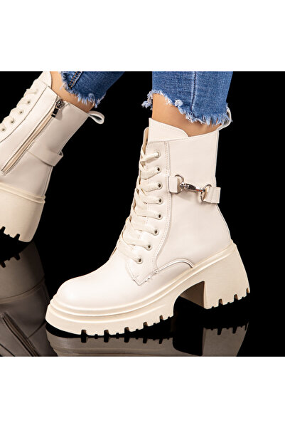 Modlet.ro Women's beige boots with metallic details MOD10450