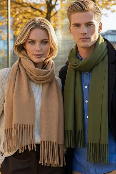 Mood Agenda Set de 2 eșarfe unisex cu textura moale și cu ciucuri de iarnă