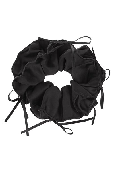 OEM Black Satin Textile Hair Elastic with Bows for Women