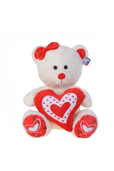 hak-iş oyuncak Heart Ribbon Teddy Bear Plush Toy – Brown/Red