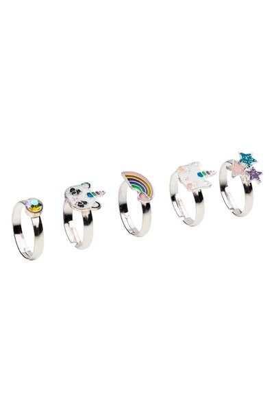 OEM Caticorn Star Pattern Rings in Gift Box for Kids - 5pcs