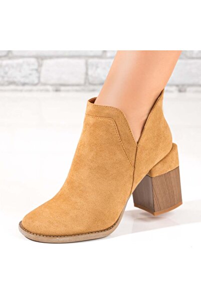 Modlet.ro Women's brown suede heel ankle boots MOD10384