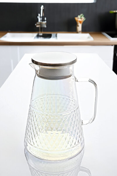 Porselen Diyarı Rhombus Desenli Cam Sürahi 1800 ml