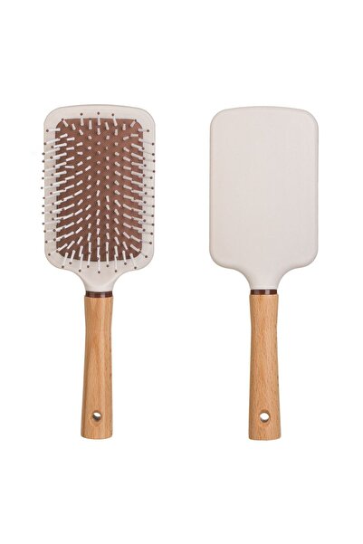 OEM Flat Plastic Hair Brush Ecru Beige 24cm
