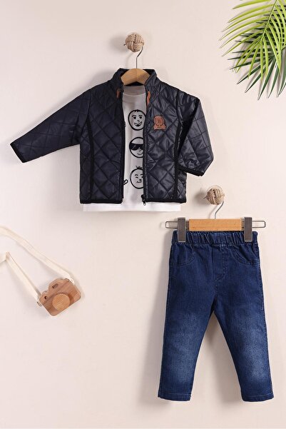 kidello Baby Boy in Black Coat 3-Piece Set (1-3 Years Old)