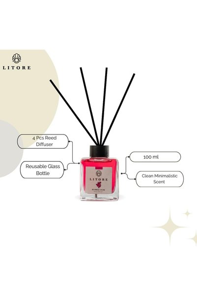 litore Bubblegum Reed Diffuser, Best Aromatherapy Perfume, Oil & Reed Diffuser Sticks- 100 ml