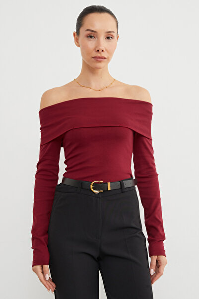 Fulla Moda Basic Madonna Collar Modal Blouse