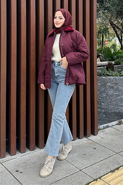 Ovn. Fur Collar Coat - Burgundy