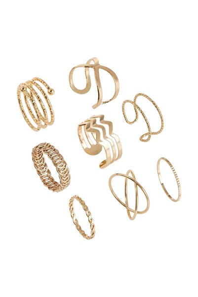 OEM Gold Color Rings Different Designs for Women - 8pcs