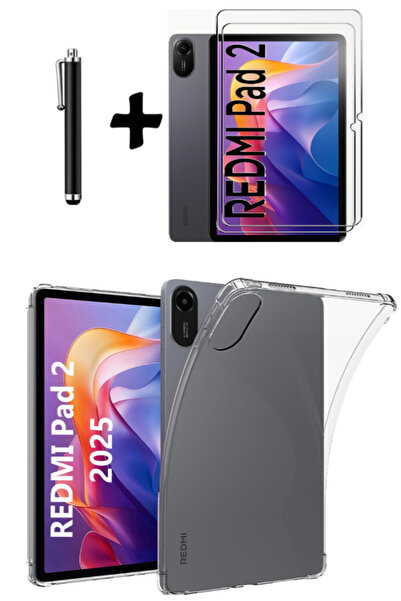 TEKNETSTORE Xiaomi Redmi Pad 2 11 İnç 2025 Tablet Kılıfı Silikon Ekran Koruyucu Dokunmatik Kalem Seti
