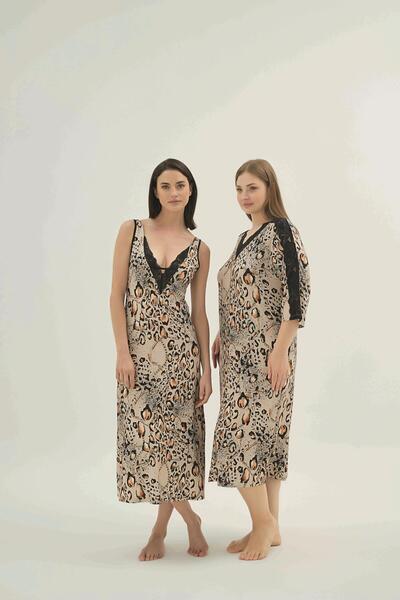 Sevim Дамска нощница с дължина макси, дантелени детайли и удобна кройка C3T6N961