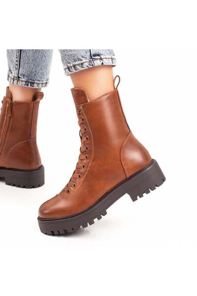 BMoD Ghete maro pentru femei cu șireturi, fermoar și talpă groasă MOD07204