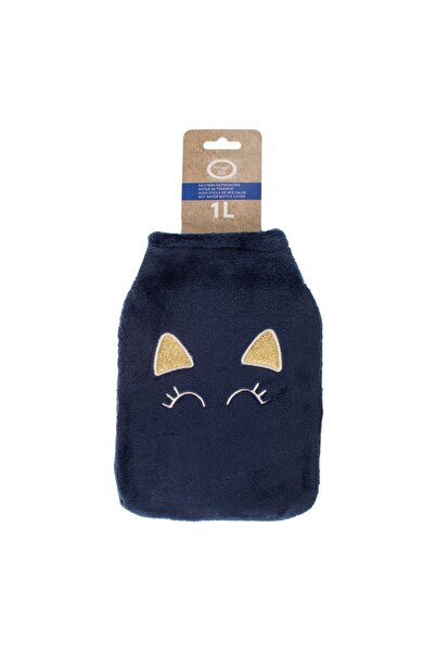 OEM Blue Faux Fur Cat Cover with Gold Glitter for 1L Hot Water Bottle