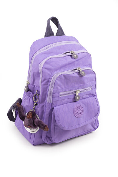 İMAKS Small Size Crinkle / Clinker Waterproof Fabric Multi-Pocket Casual Women's Backpack Lilac 8317