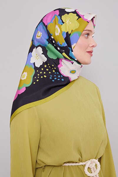 Levidor وشاح أورا بنمط زهور تجريدية باللون الأخضر الفستقي