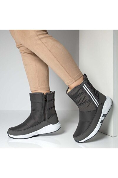 BMoD Ghete de zăpadă din material textil gri închis pentru femei cu fermoar M...