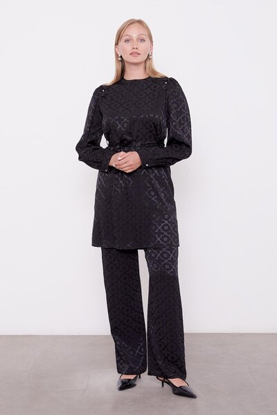 Levidor Black Clover Patterned Jacquard Double Suit