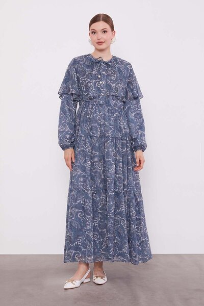 Levidor Φόρεμα από σιφόν με έθνικ σχέδιο τιρκουάζ