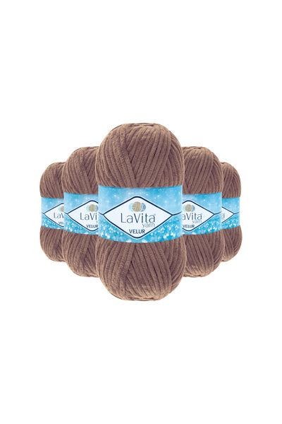 LaVita Yarn Fir de tricotat manual din catifea Velur 100% poliester 500gr 5 b...