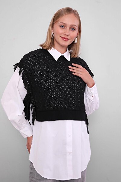 Levidor Μαύρο Πλεκτό Πουκάμισο σετ κοστούμι με γιλέκο Σετ Δύο Τεμάχια