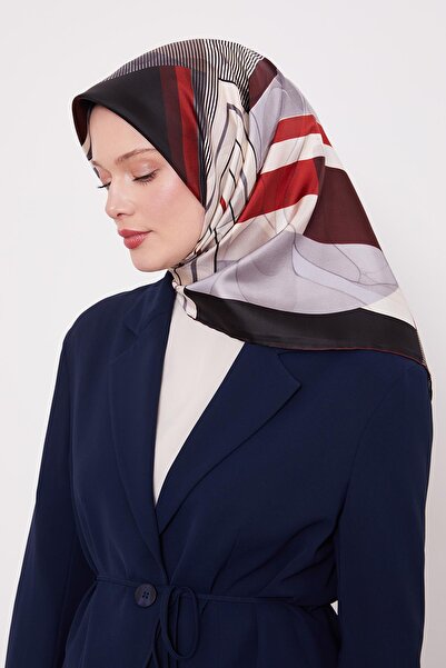 Levidor Burgundy Labyrinth Pattern Twill Silk Scarf