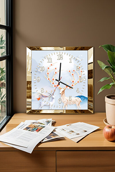 Zevahir Mobilya Dekorasyon Ceas de perete decorativ din MDF cu tematică Gazel...