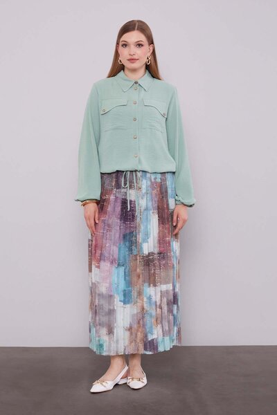 Levidor Mint Green -Mint Green Gathered Waist Skirt Set