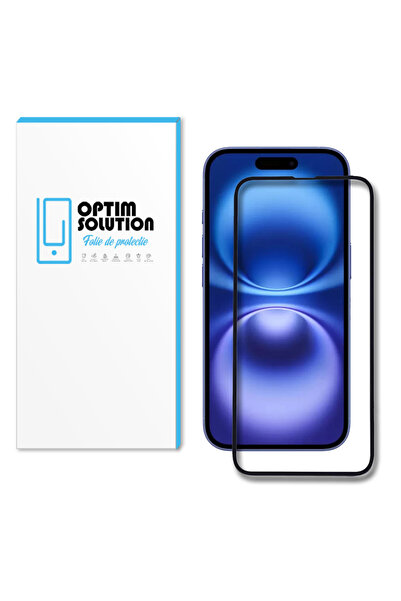 Optim Solution Folie din Sticla Temperata 5D pentru Apple iPhone 16, Rezistenta 9H, Anti-fingerprint, Clear