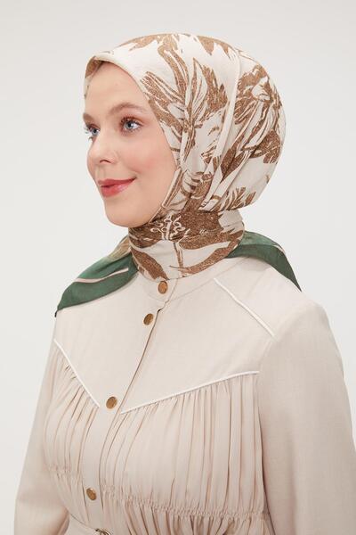 Levidor وشاح حريري بنمط تجريدي على شكل زهرة الزمرد